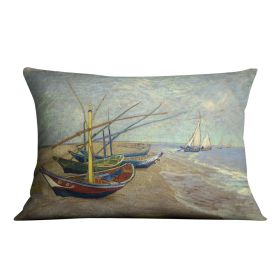 Fishing boats at Sainte Marie Cushion (Insert: Without Insert, size: 16" X 16")
